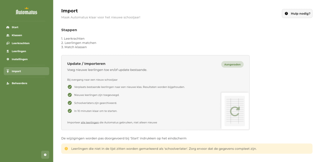 De import-module in het beheer
