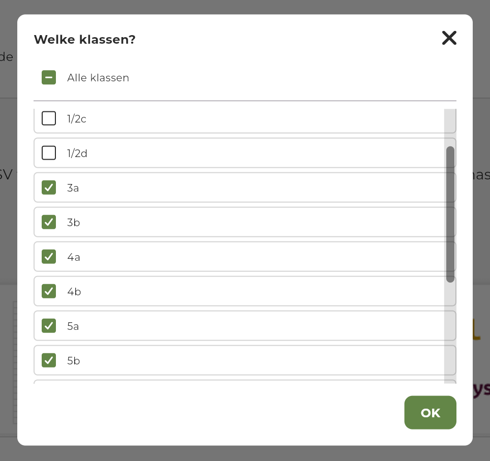 Hier kan je bepalen welke klassen je wilt importeren