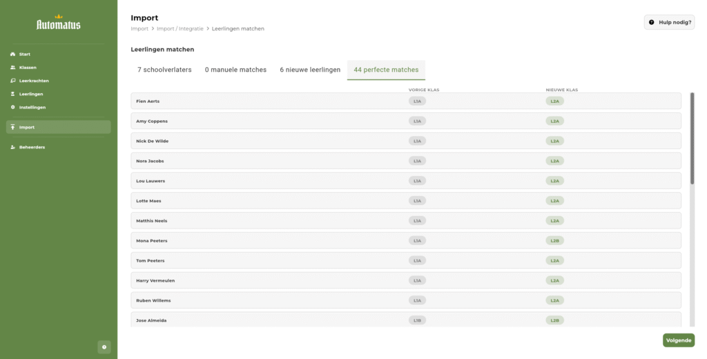 Importmodule: Perfecte Matches