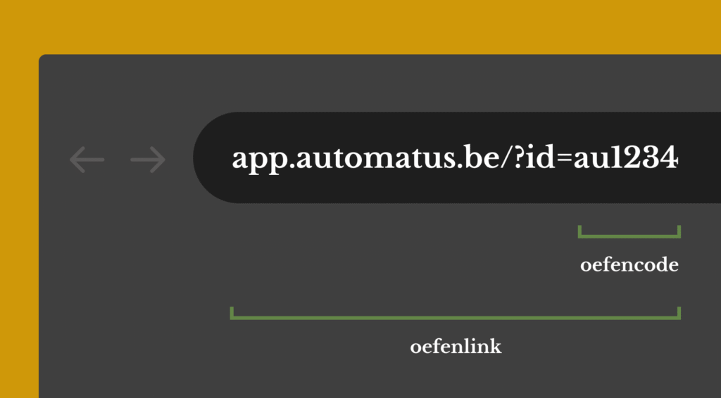 verschil tussen de oefenlink en de oefencode van Automatus