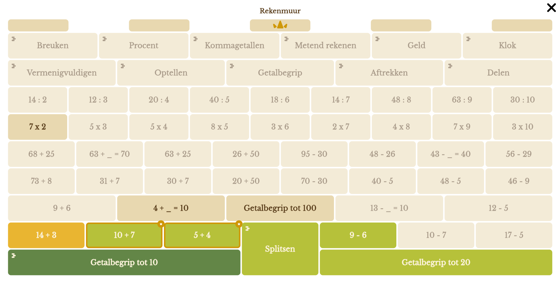 De rekenmuur hoe leerlingen het te zien krijgen.