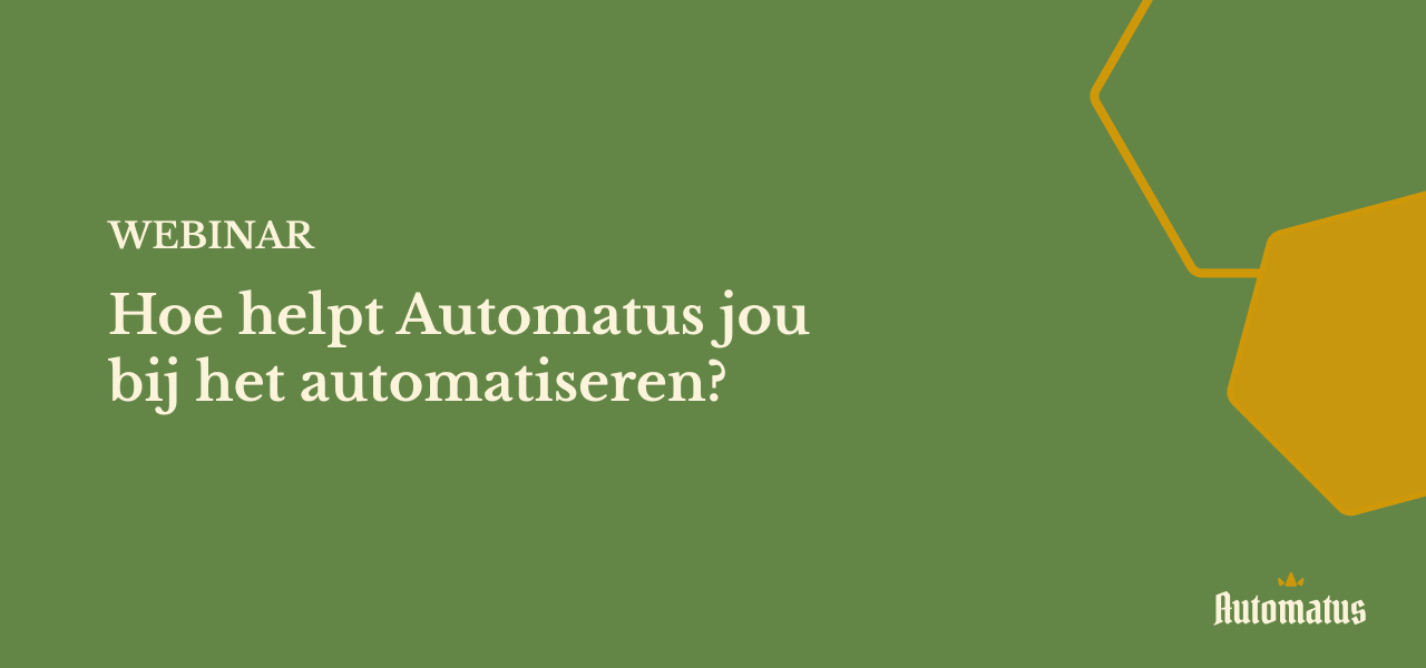 Banner voor de webinar over adaptief automatiseren en Automatus